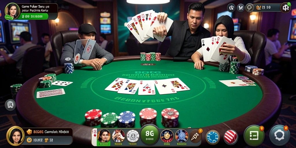 Tampilan screenshot utama gameplay Poker di 8G8G.