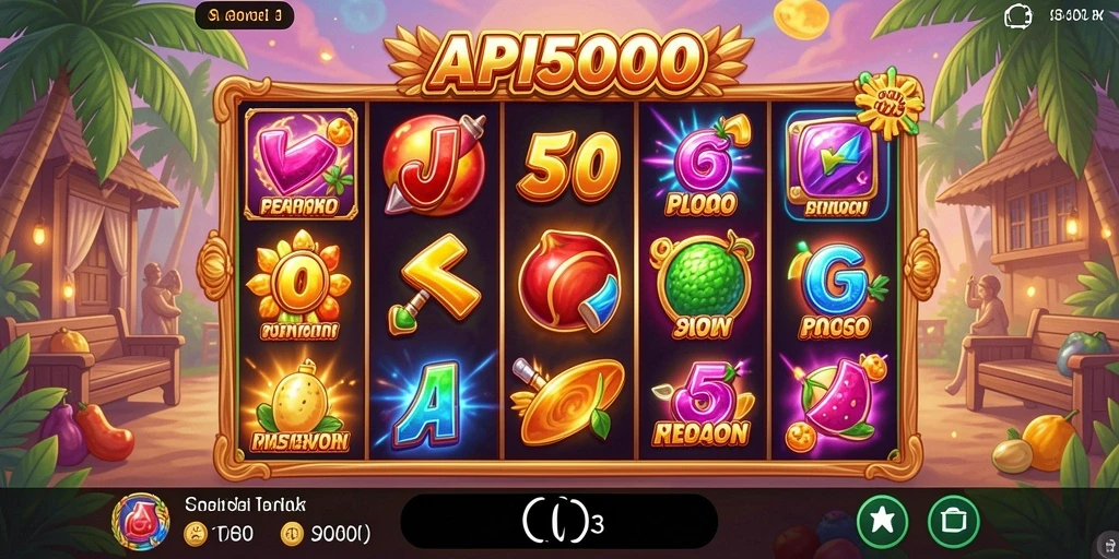 Screenshot permainan API5000 menampilkan grafik slot yang menarik.