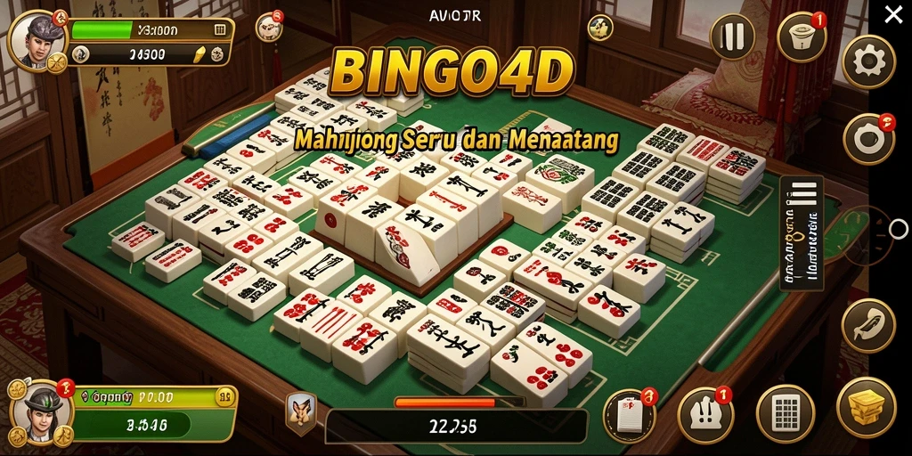 Screenshot gameplay BINGO4D menampilkan ketegangan permainan Mahjong.
