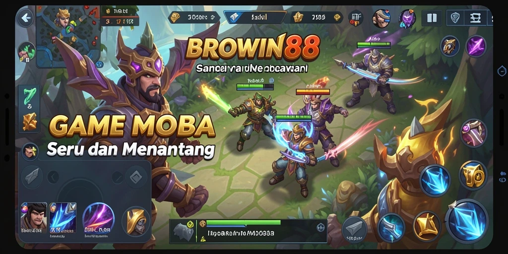 Screenshot gameplay BROWIN88 yang menunjukkan pertempuran seru antar hero.