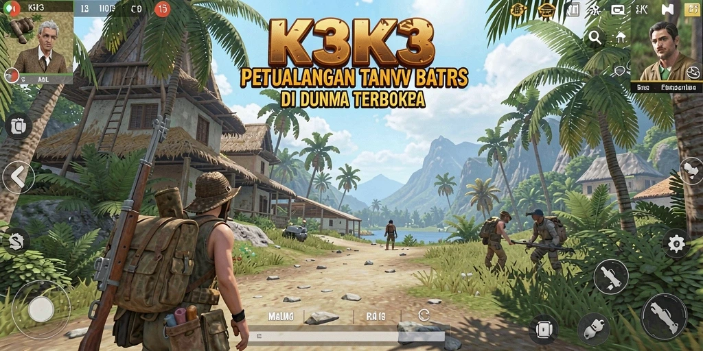 Screenshot gameplay K3K3 menampilkan dunia yang luas dan interaktif.