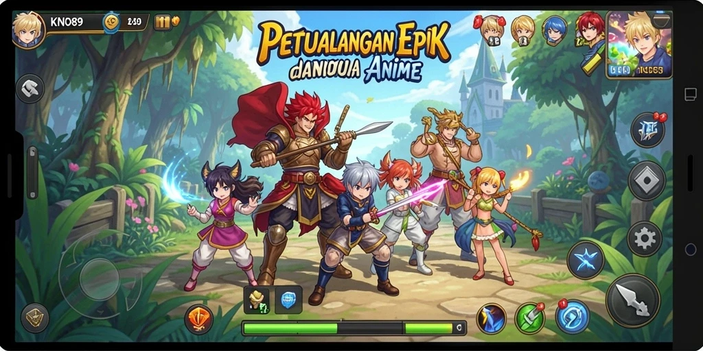 Tampilan gameplay KNO89 yang penuh warna dan karakter menarik.