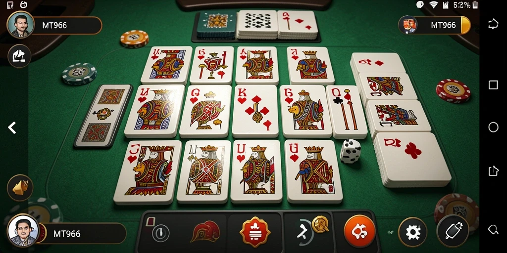 Tangkapan layar utama MT966 menampilkan gameplay domino yang menarik.