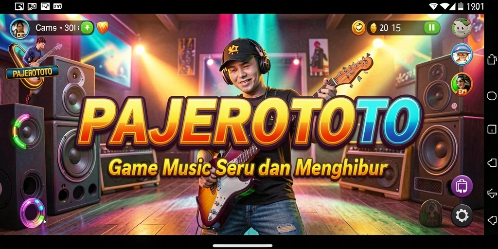 Tampilan gameplay seru PAJEROTOTO yang menonjolkan interaksi musik.