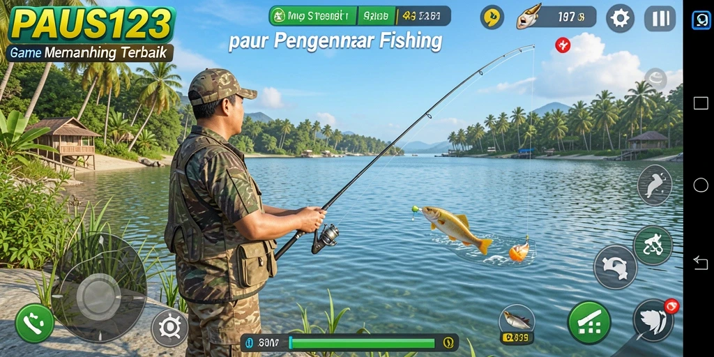 Tampilan gameplay PAUS123 menampilkan suasana memancing yang menantang dan seru.