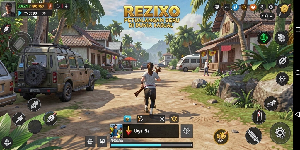 Tampilan gameplay seru REZIXO dengan grafis yang menarik.