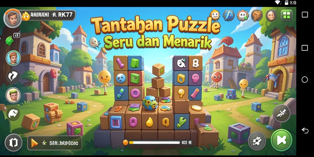 Tampilan menarik dari gameplay puzzle di RK77.